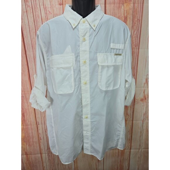 ExOfficio Mens Air Strip L/S Shirt Large White UPF 30 Sun Protection Roll-Up NWT - Picture 1 of 9